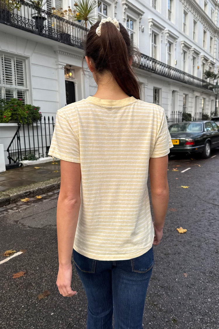 Chloe Striped Top | White And Yellow Horizontal Stripes / XS/S