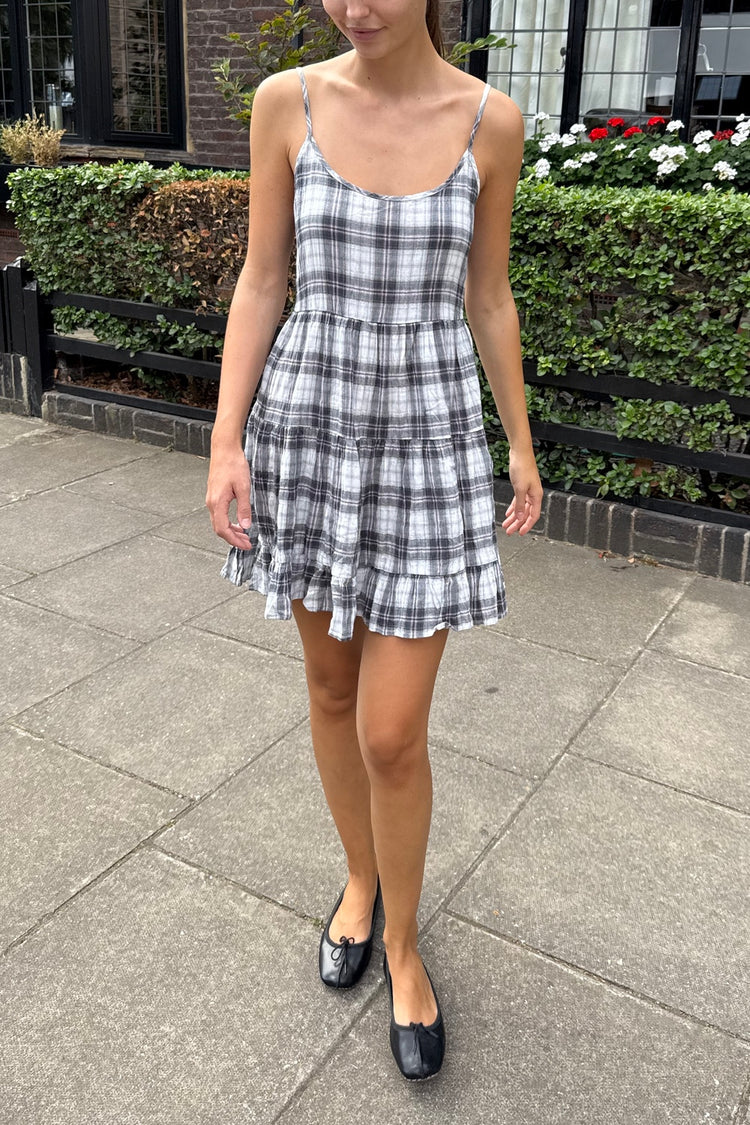 Tess Plaid Dress | Grey With Pink And White Plaid / XS/S