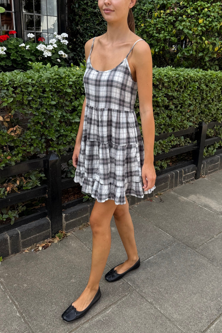 Tess Plaid Dress | Grey With Pink And White Plaid / XS/S