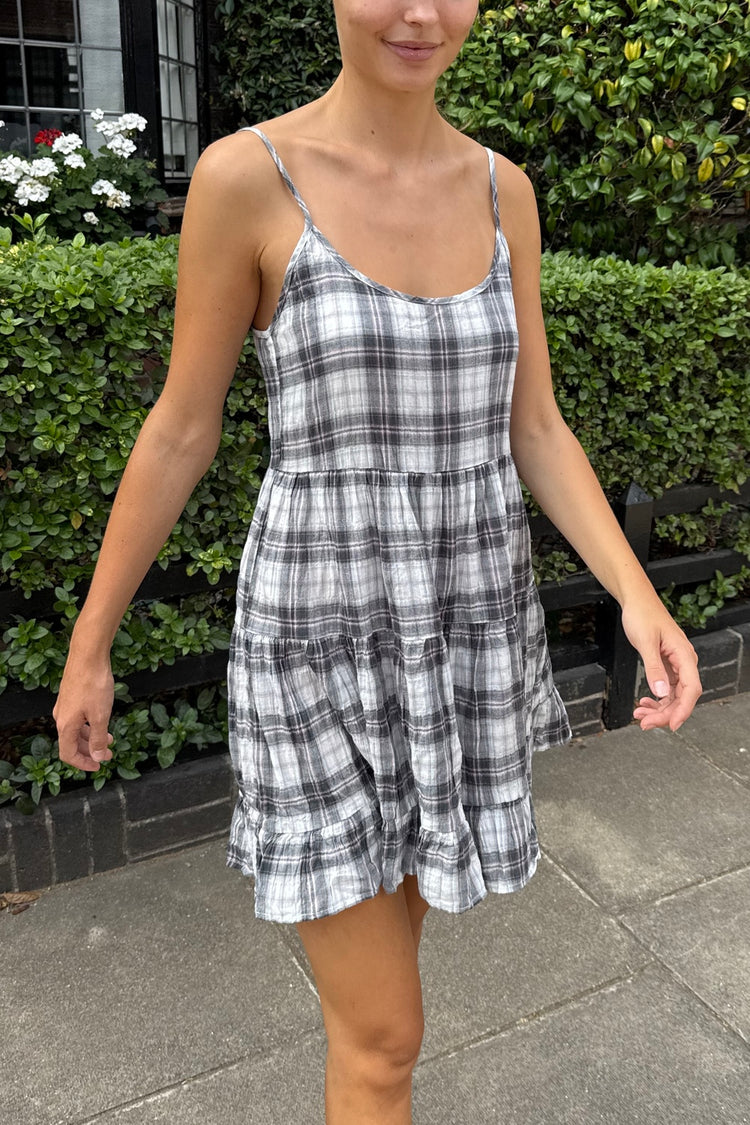 Tess Plaid Dress | Grey With Pink And White Plaid / XS/S