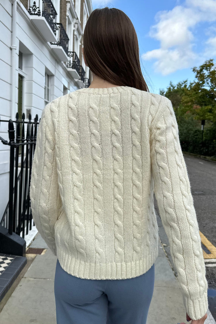 Olsen Cable Knit Cardigan | Ivory / Regular Fit