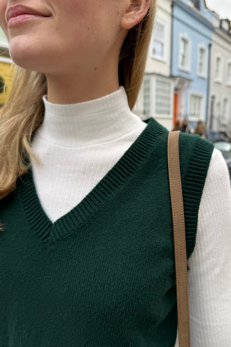 Mia Wool Sweater Vest | Dark Green / S