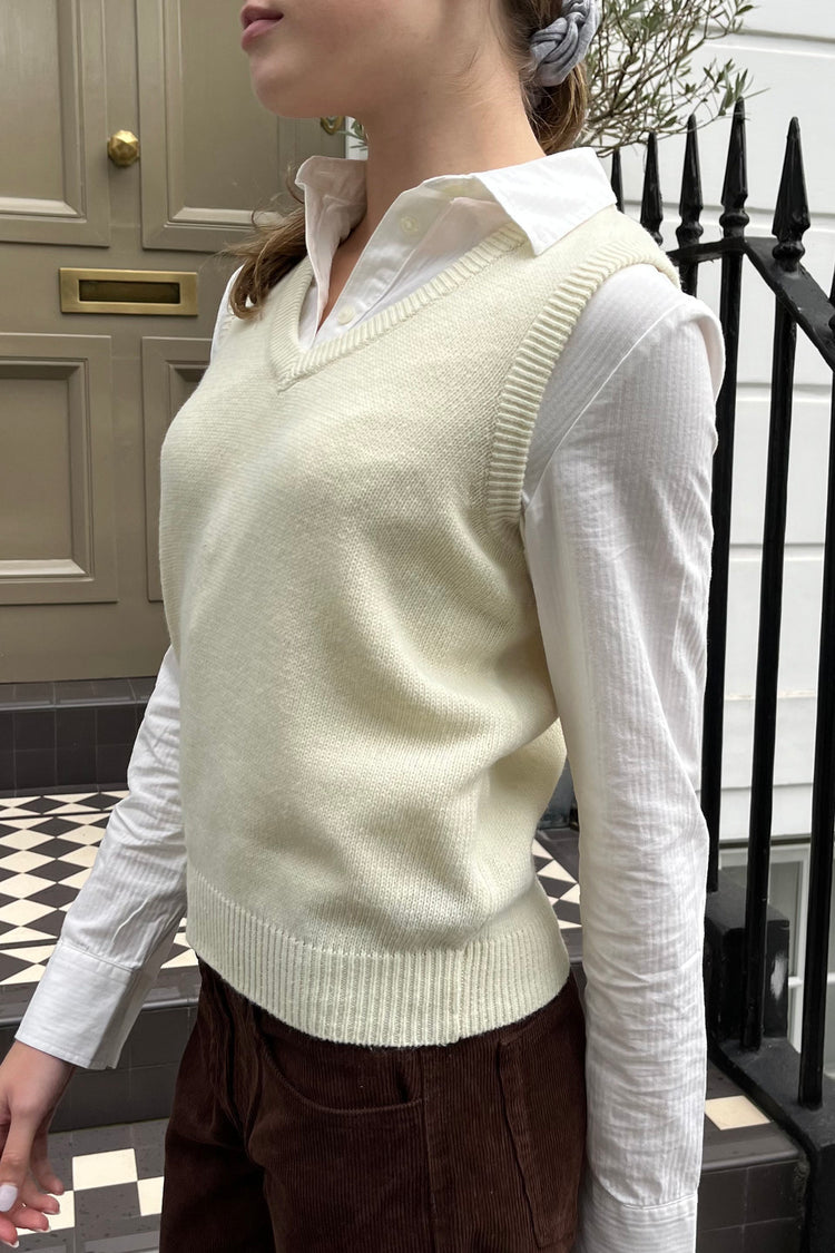 Marlena Wool Sweater Vest | Ivory / XS/S