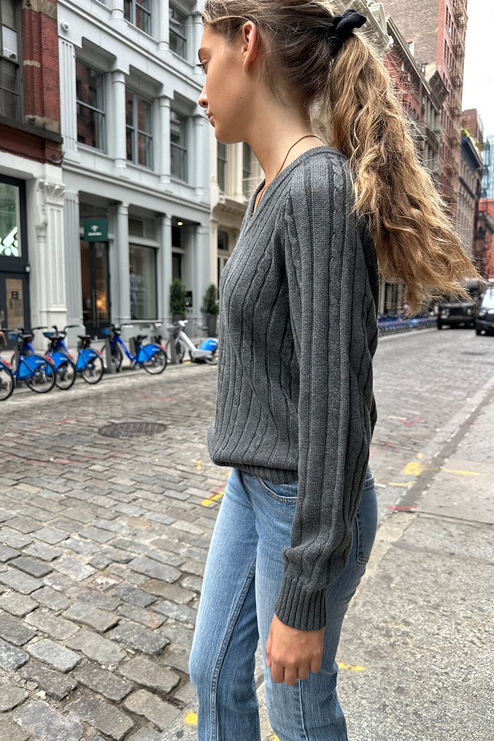 Womens Sweaters Brandy Melville Grey V Neck Sweater Brandy