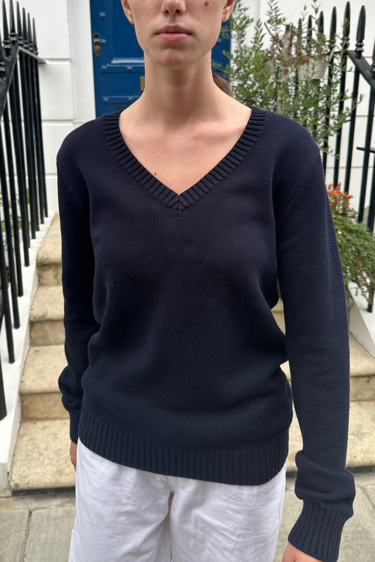 Mollie V-Neck Sweater | Blue Navy / S