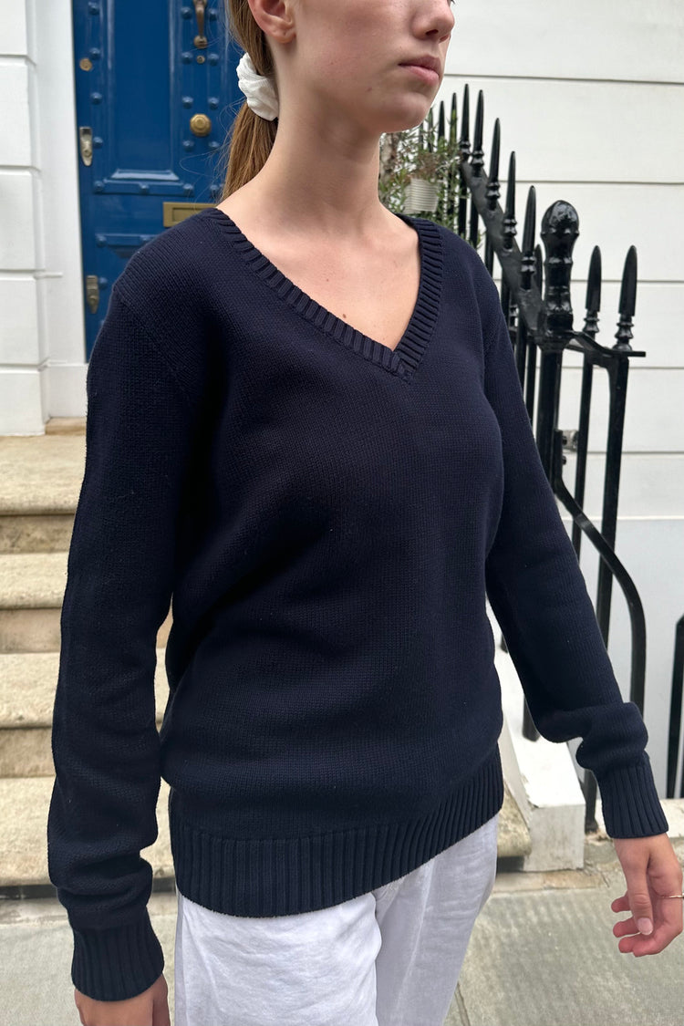 Mollie V-Neck Sweater | Blue Navy / S