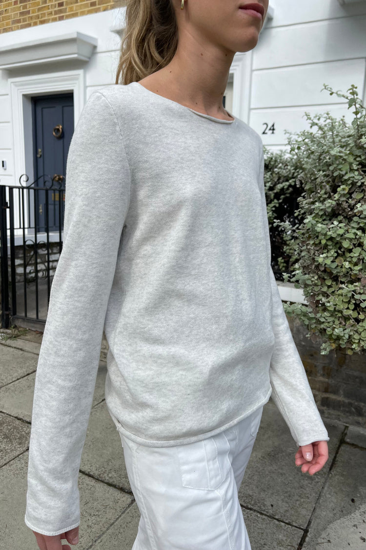 Stella Cotton Sweater | Light Heather Grey / S