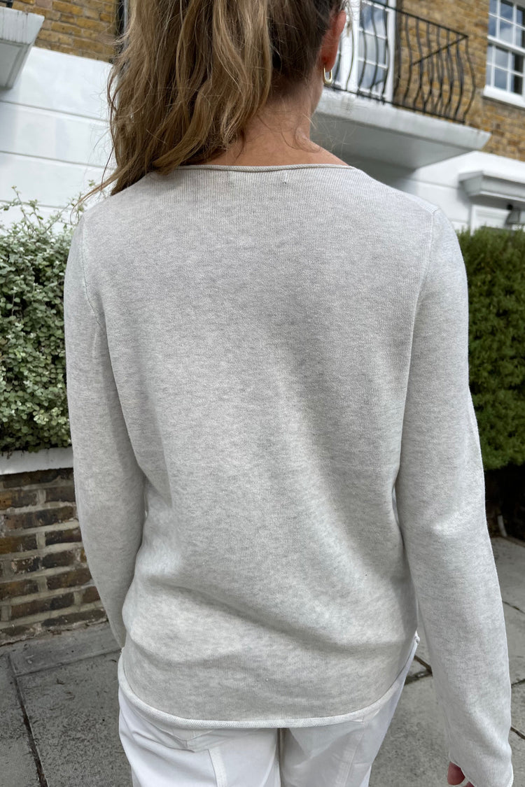 Stella Cotton Sweater | Light Heather Grey / S