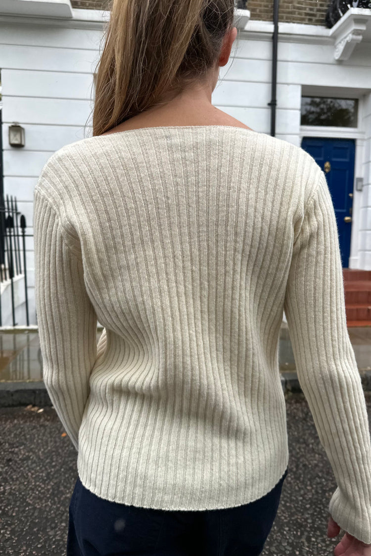 Grace Wool V-Neck Sweater | Ivory / S/M