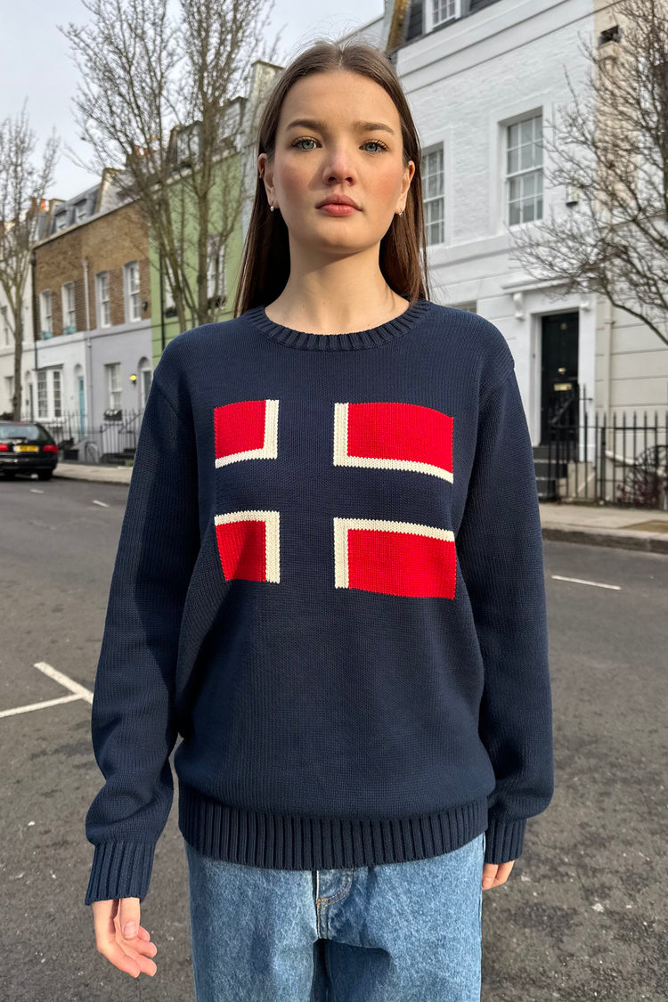 Nico Norway Flag Sweater | Blue Navy / Oversized Fit