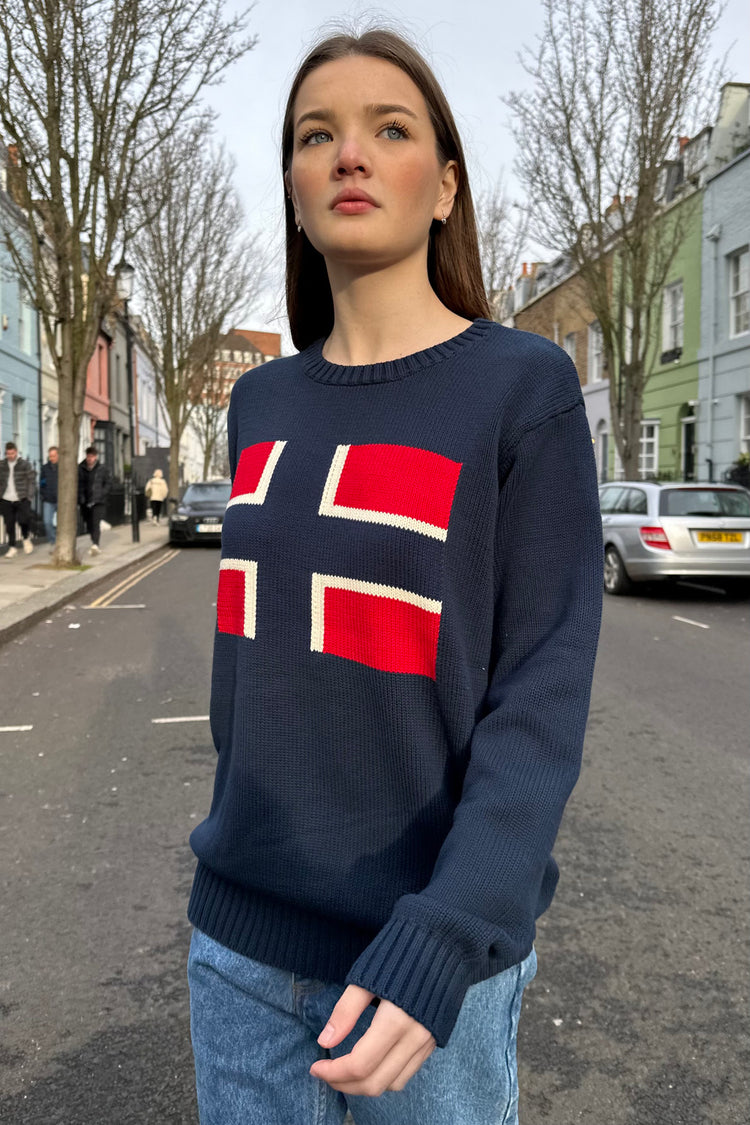 Nico Norway Flag Sweater | Blue Navy / Oversized Fit