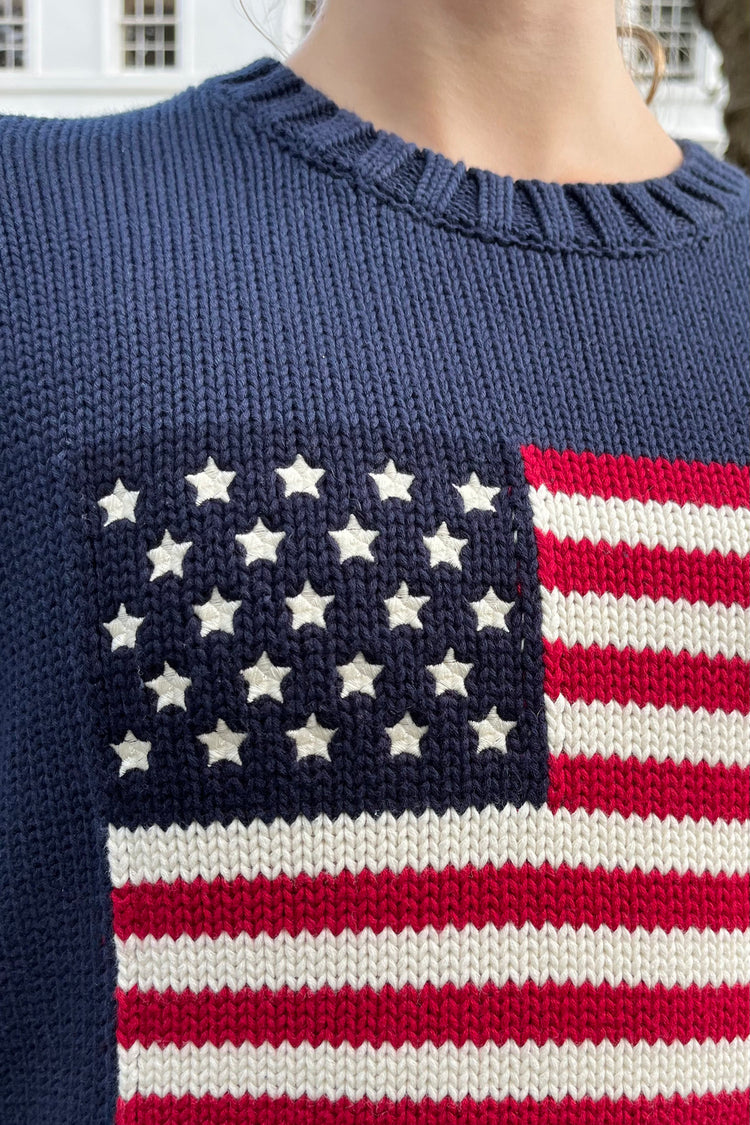 Nico American Flag Sweater | Blue Navy / Oversized Fit