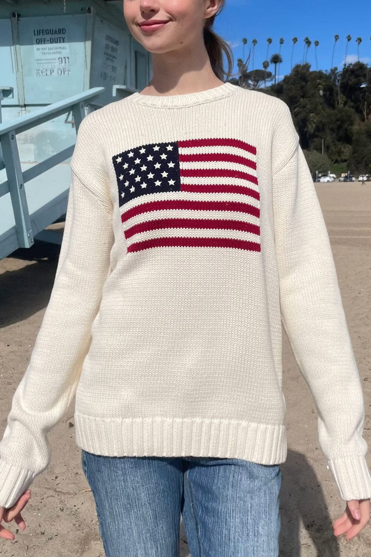 Nico American Flag Sweater | Ivory / S/M