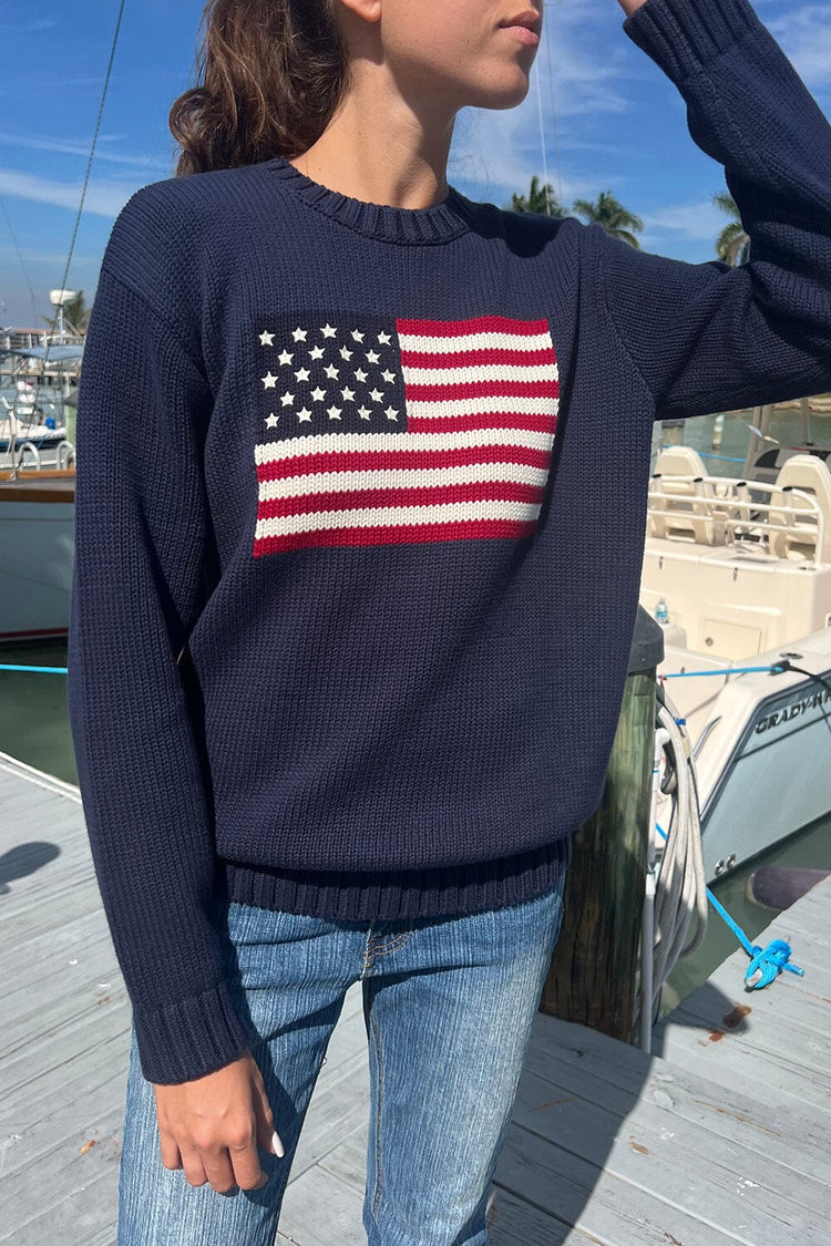 Nico American Flag Sweater | Navy Blue / Regular Fit