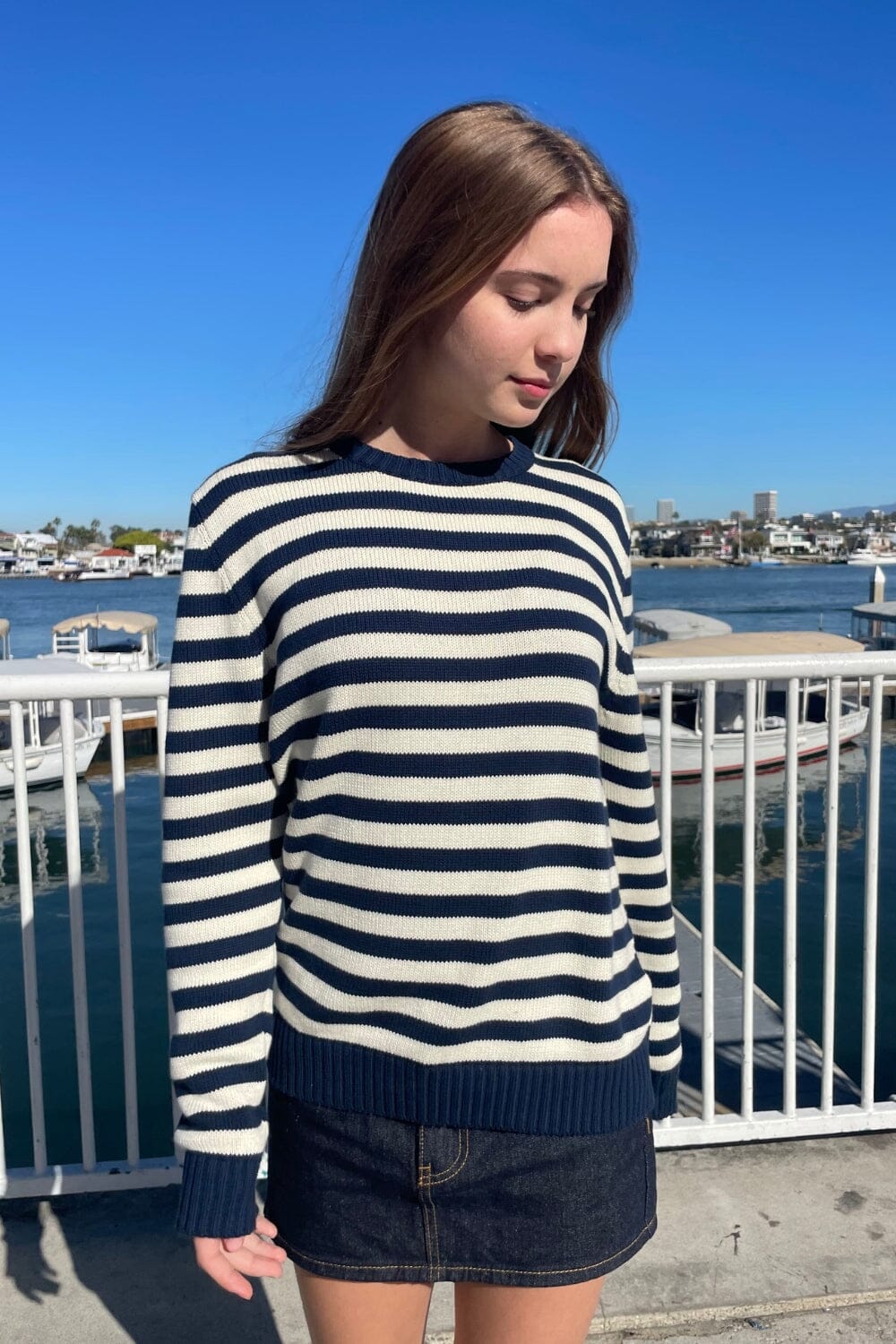 Martha Stripe Sweater | Ivory Navy Blue Stripes / Regular Fit