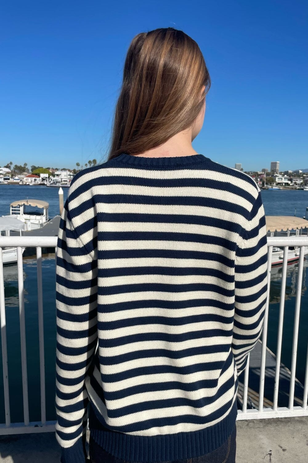 Martha Stripe Sweater | Ivory Navy Blue Stripes / Regular Fit