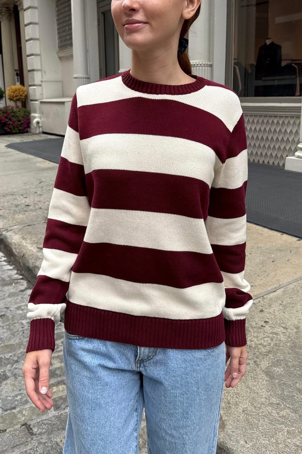 Burgundy Ivory Thick Stripes / Regular Fit