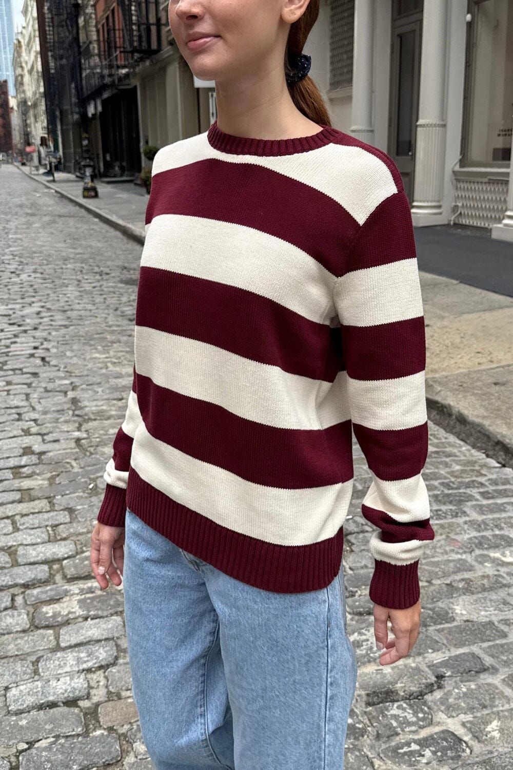 Burgundy Ivory Thick Stripes / Regular Fit