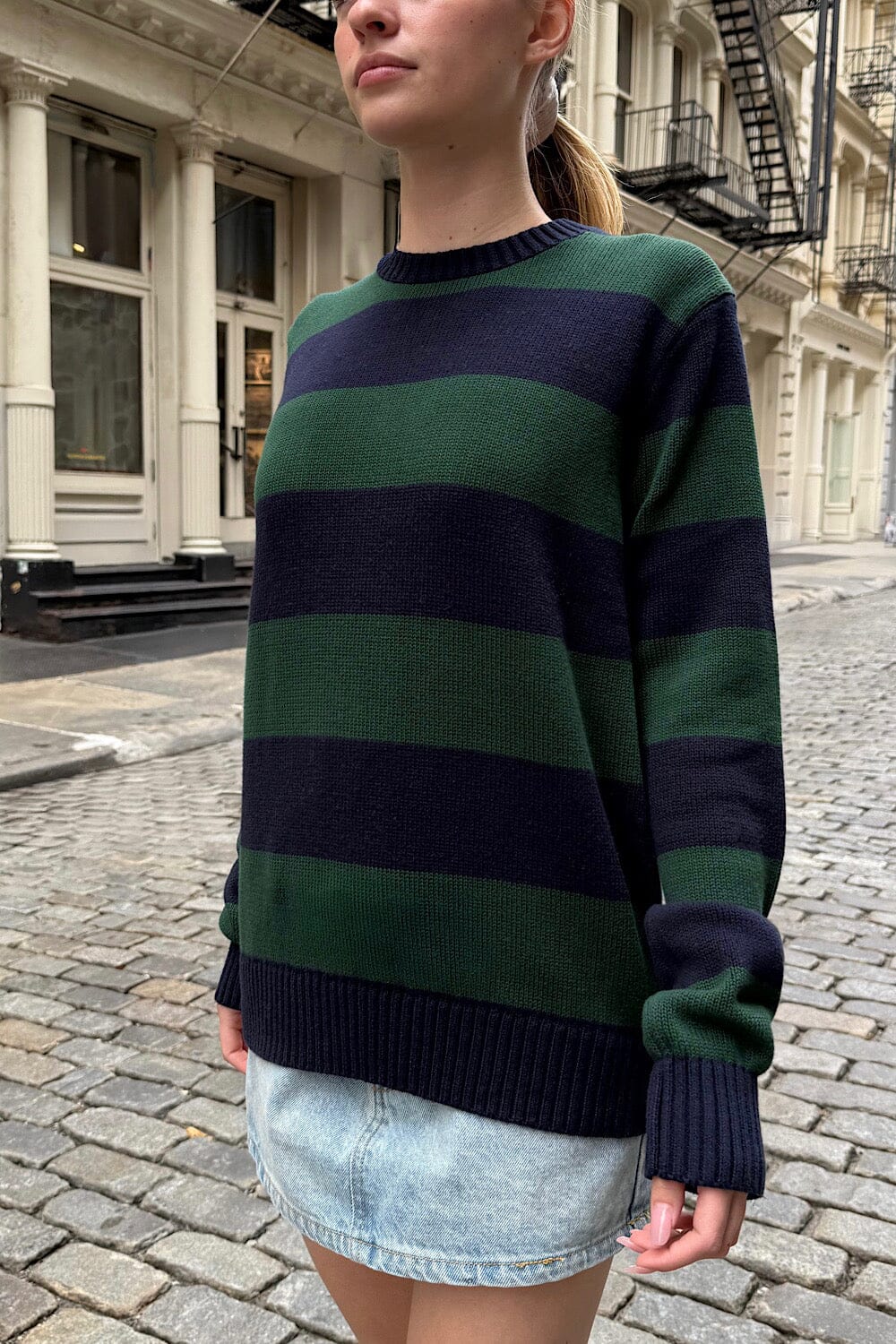 Navy Blue And Dark Green Stripes / S/M