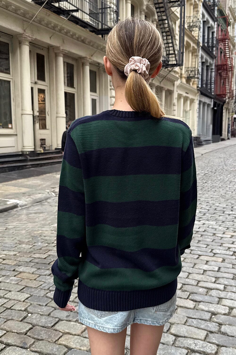 Navy Blue And Dark Green Stripes / S/M