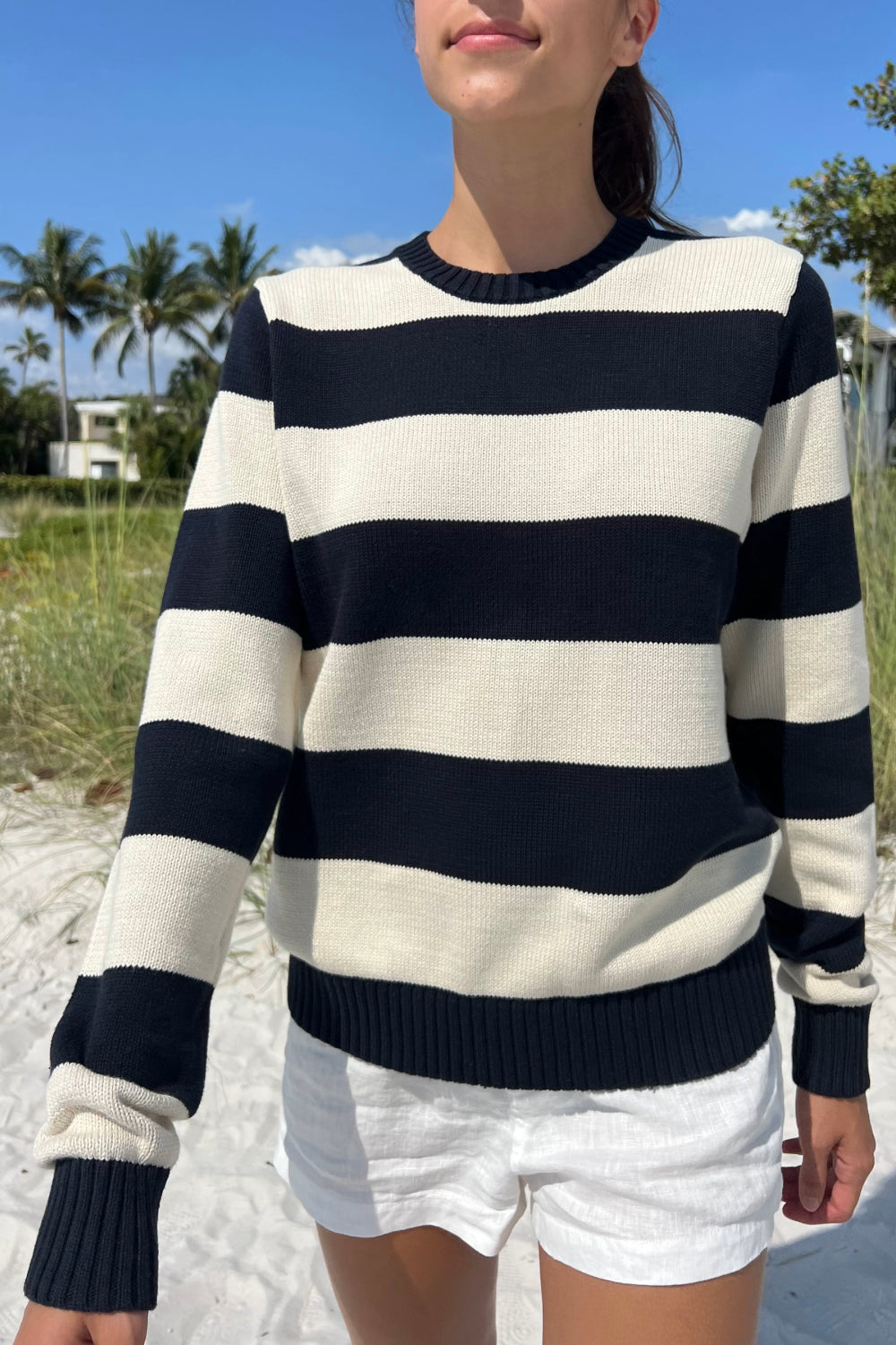 Cream Navy Blue Stripes / Regular Fit