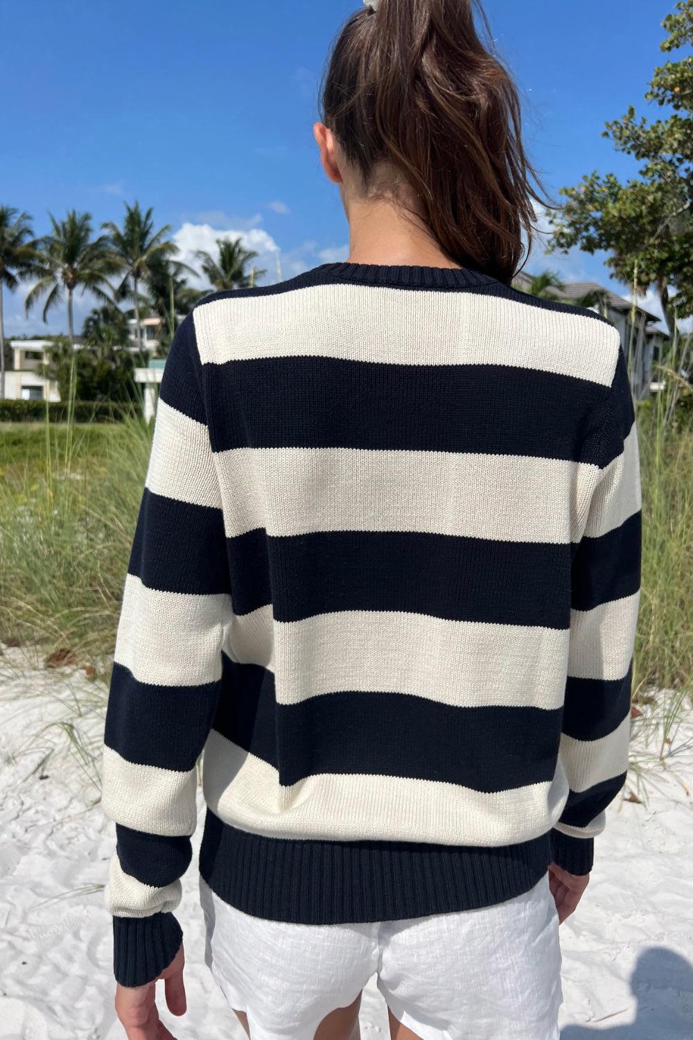 Cream Navy Blue Stripes / Regular Fit