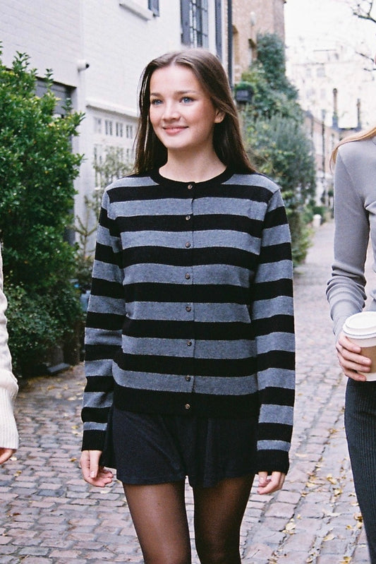 Charcoal And Black Stripes / Regular Fit