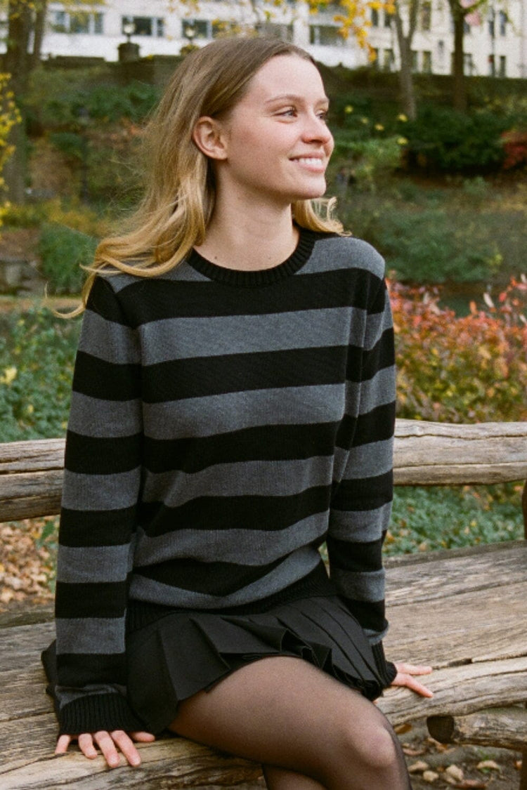 Brianna Stripes Sweater | Black Grey Stripes / Regular Fit