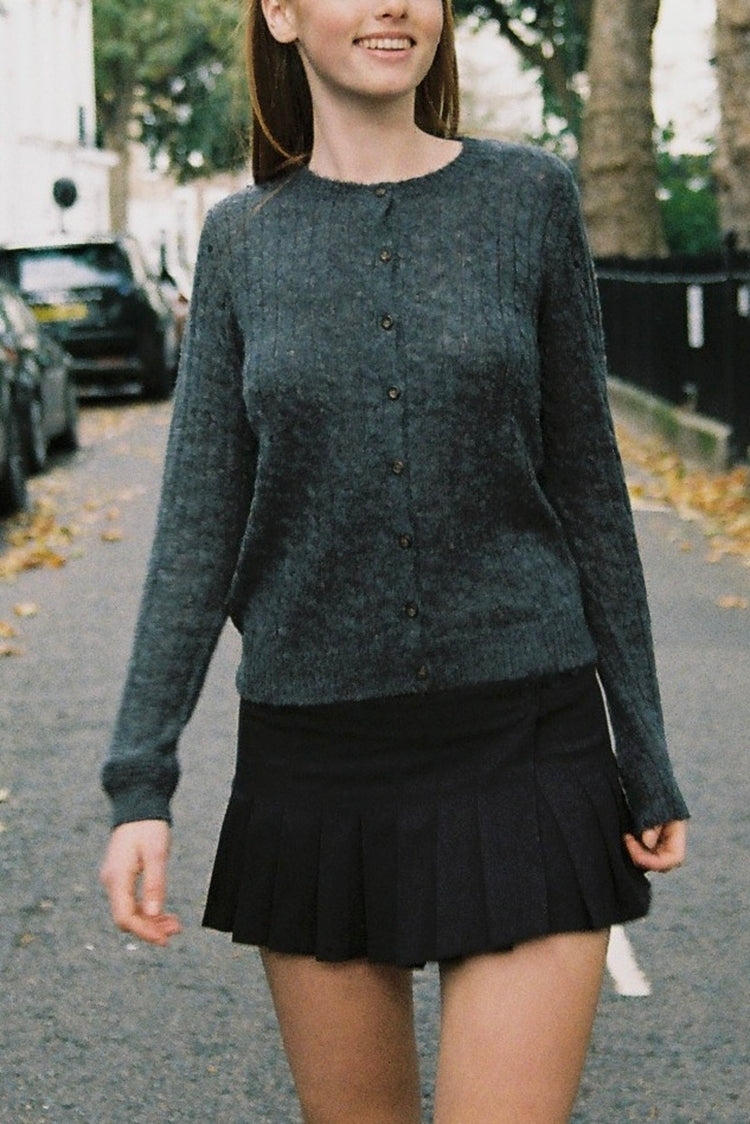 Renata Wool Cardigan | Charcoal Grey / Regular Fit