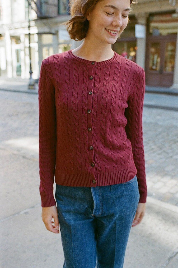 Renata Cardigan | Burgundy / Regular Fit