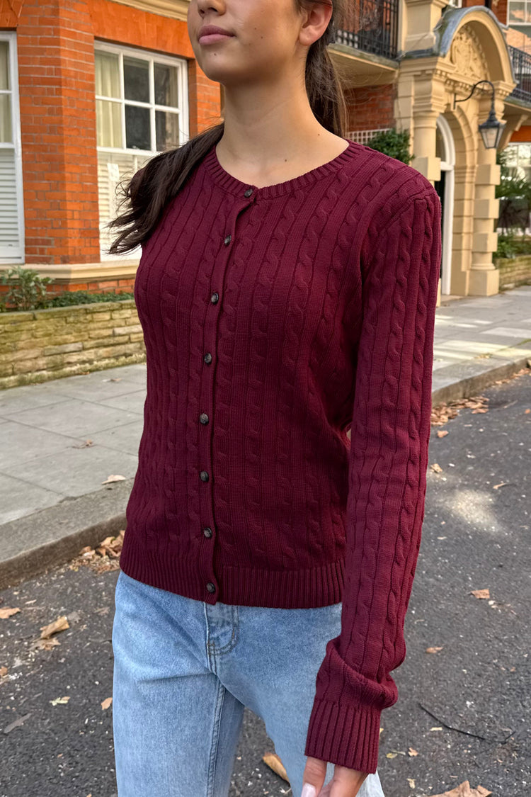Renata Cardigan | Burgundy / Regular Fit