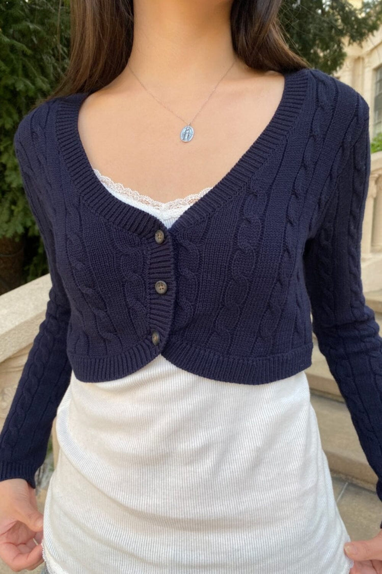 Larah Crop Cardigan | Navy Blue / XS/S