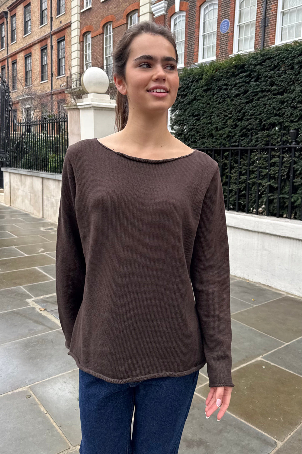 Martha Cotton Sweater | Dark Brown / Regular Fit