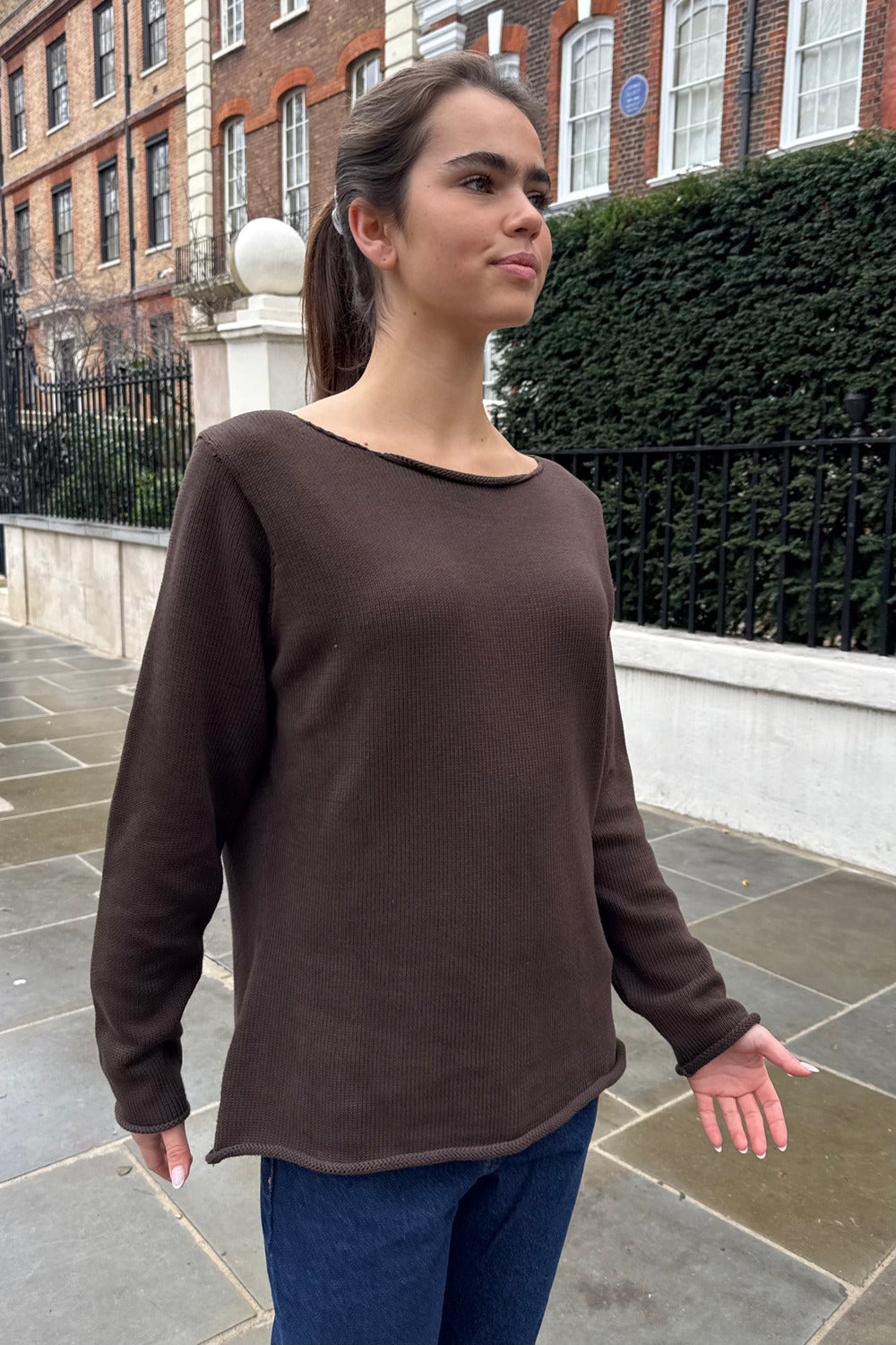 Martha Cotton Sweater | Dark Brown / Regular Fit