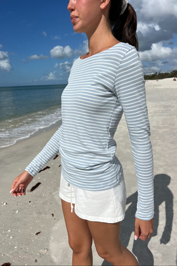 Catalina Stripes Top | Light Blue White Stripes / S