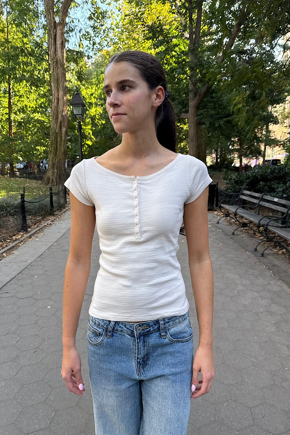 Beige With White Stripes / XS/S