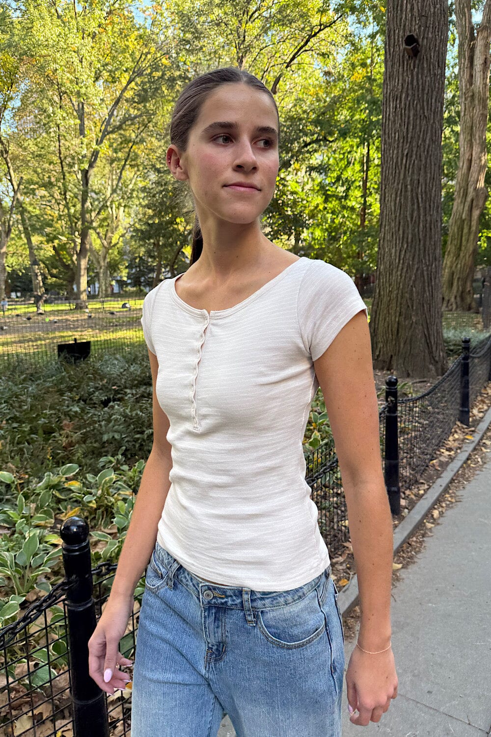 Beige With White Stripes / XS/S