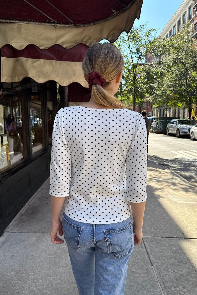 Jennie Polka Dots Top | White Navy Polka Dots / XS/S