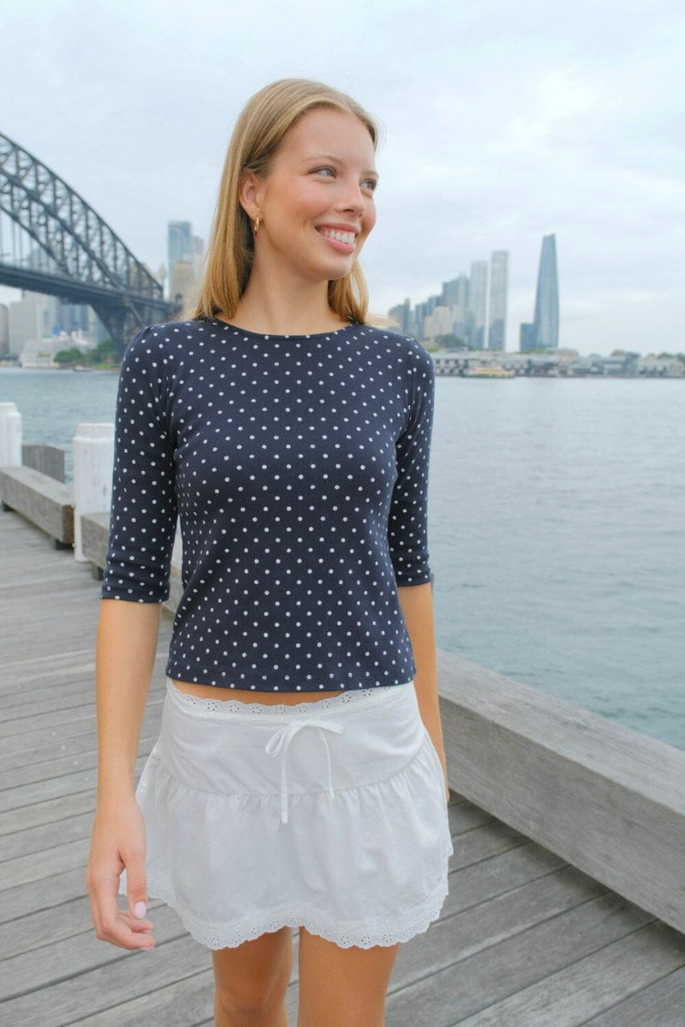 Jennie Polka Dots Top | Navy With White Polka Dots / XS/S