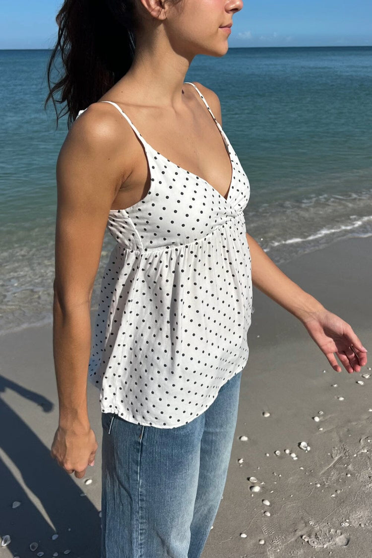 Rebecca Polka Dots Tank | White With Navy Large Polka Dot / XS/S
