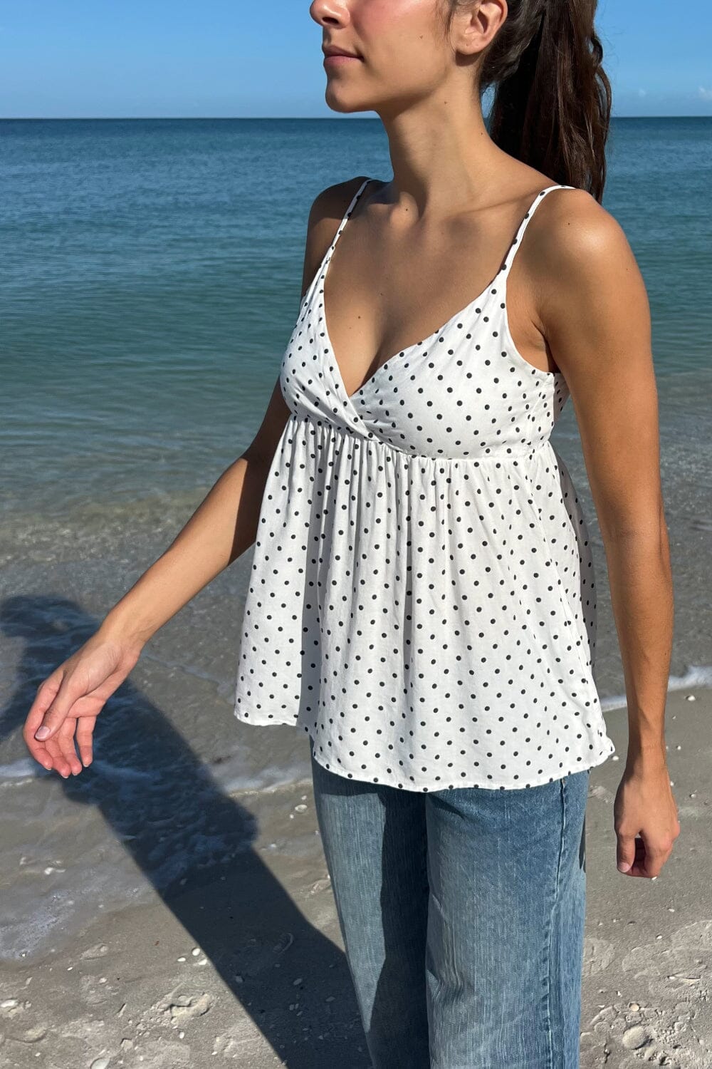 White With Navy Large Polka Dot / XS/S