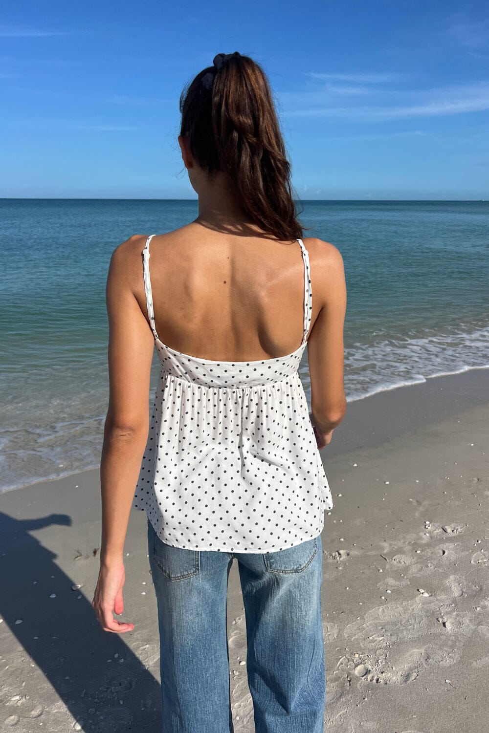 White With Navy Large Polka Dot / XS/S