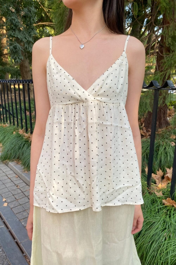 Edith Polka Dots Tank | Ivory Faded Black Polka Dots / XS/S