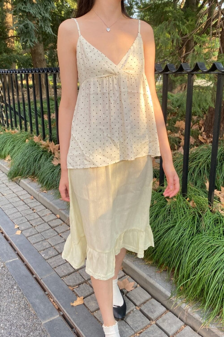 Edith Polka Dots Tank | Ivory Faded Black Polka Dots / XS/S
