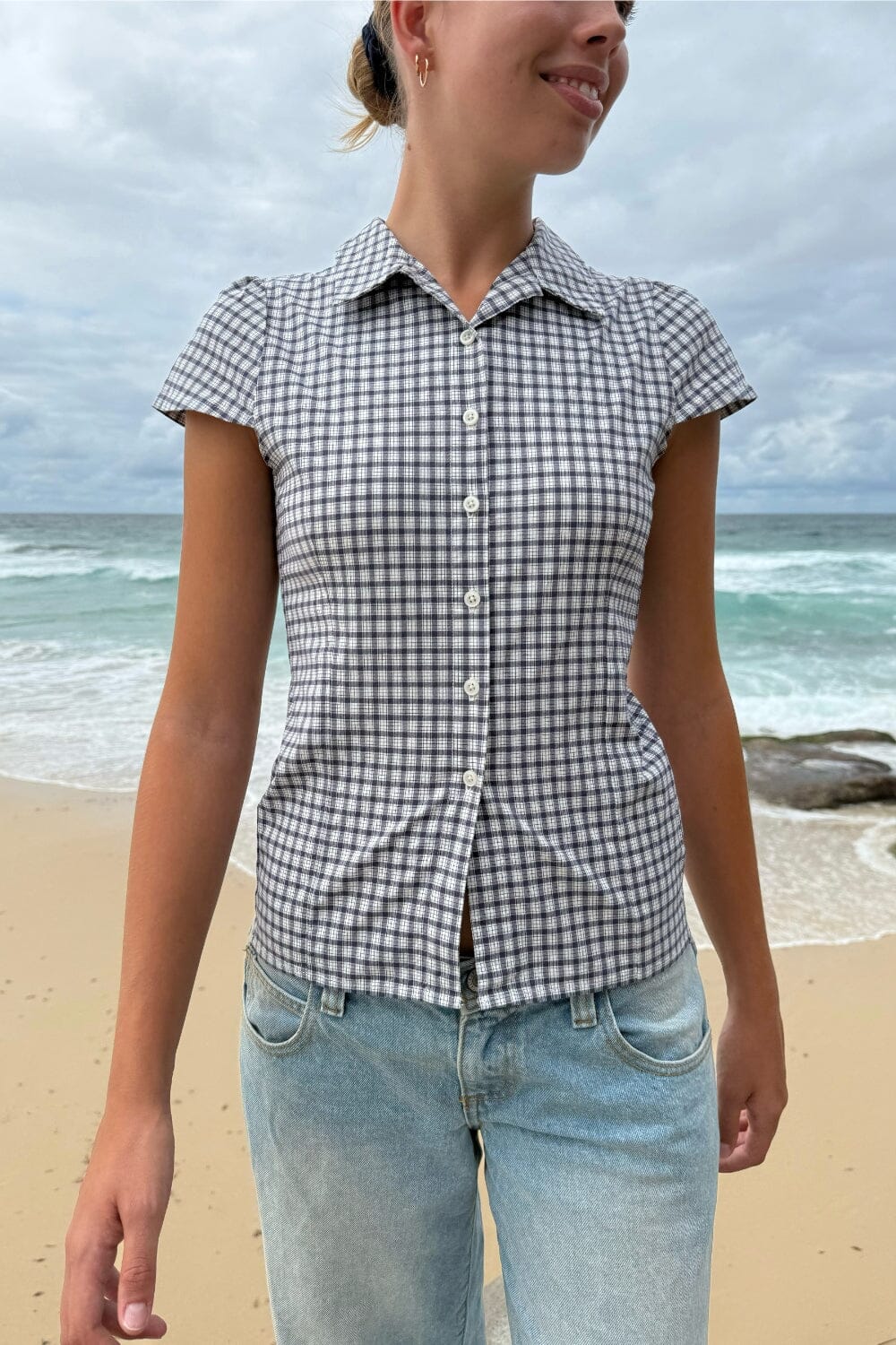 Navy White Plaid / XS/S