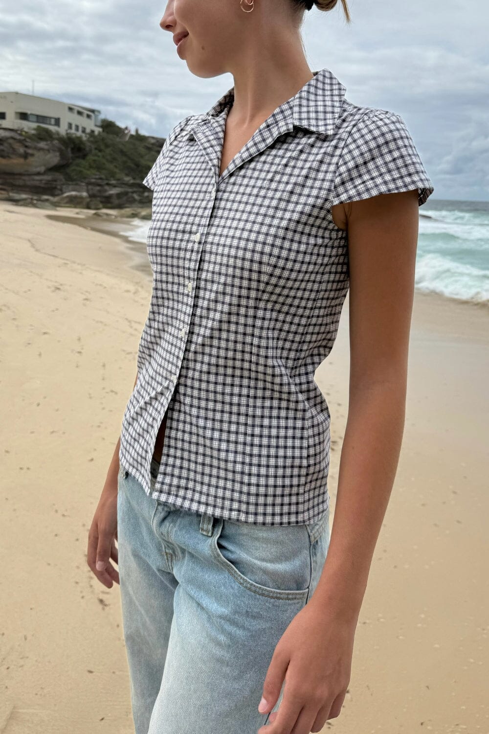 Navy White Plaid / XS/S