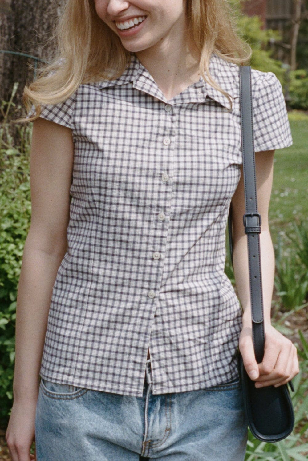 Navy White Plaid / XS/S