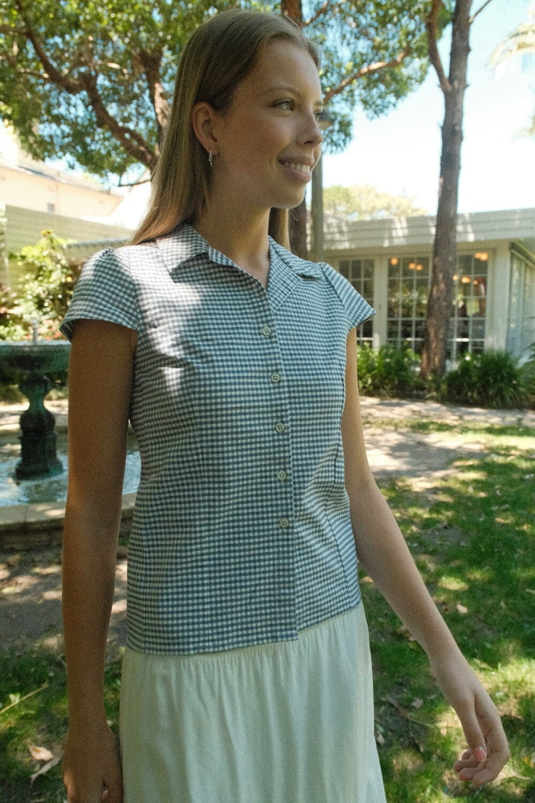 Rue Top | Navy White Checks / XS/S