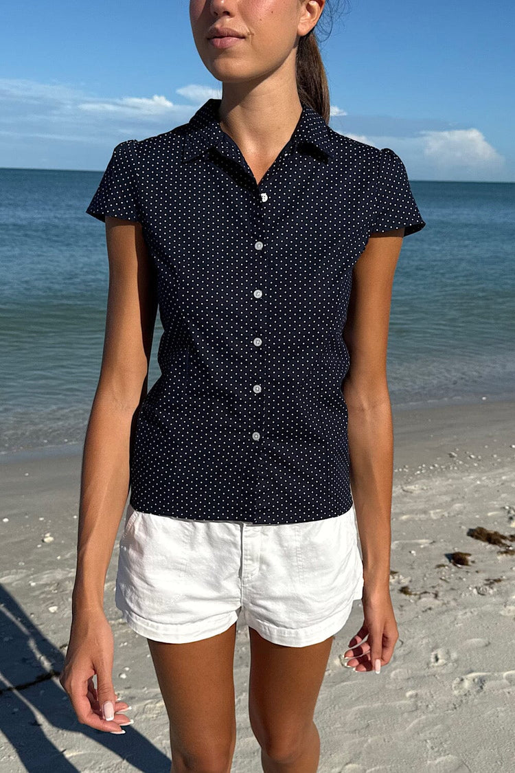 Rue Polka Dots Top | Navy With White Polka Dots / XS/S