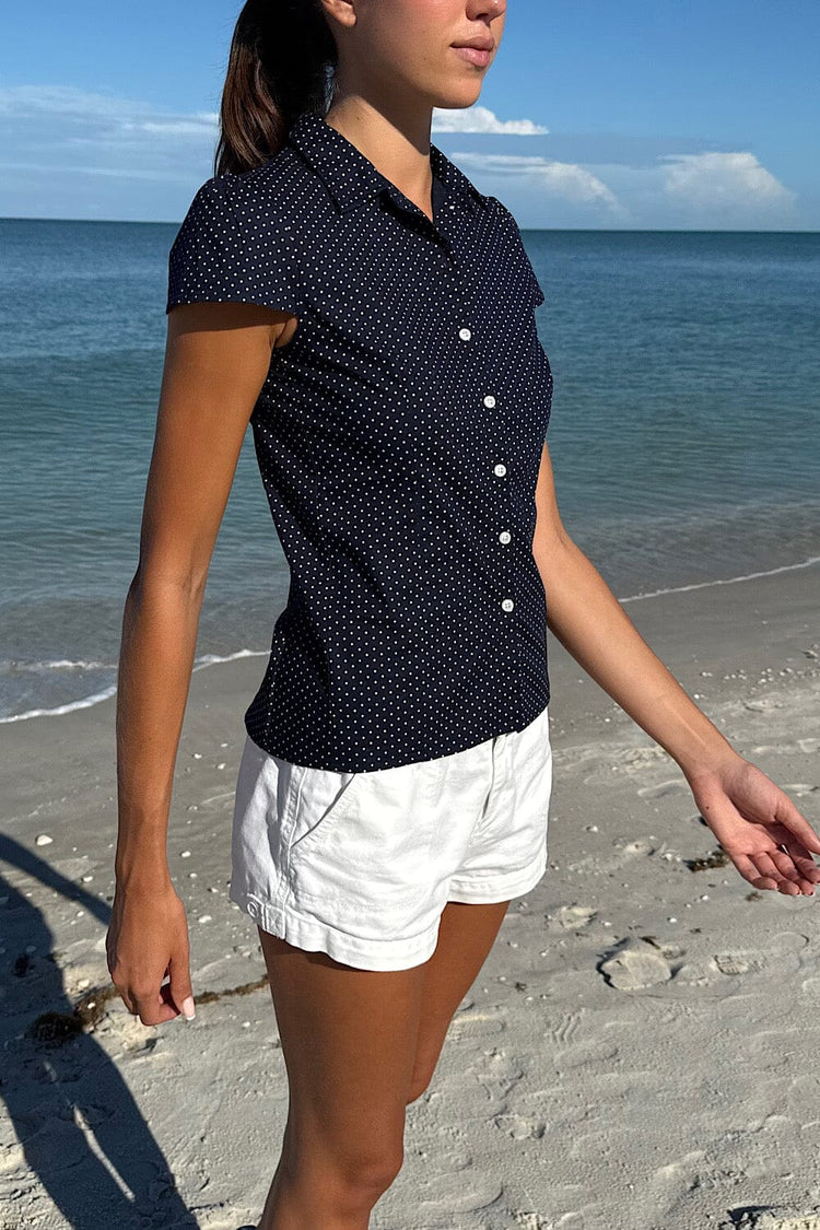 Rue Polka Dots Top | Navy With White Polka Dots / XS/S